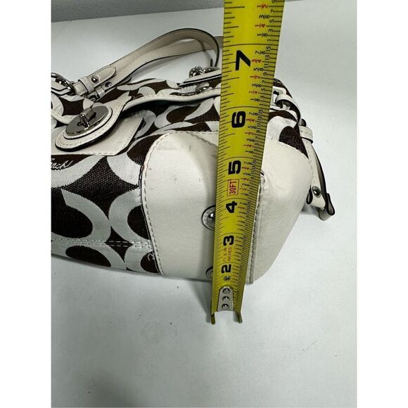 Coach Op Art Peyton Carryall Satchel Bag Tote 14515  Ivory Gray See Description - Picture 15 of 16